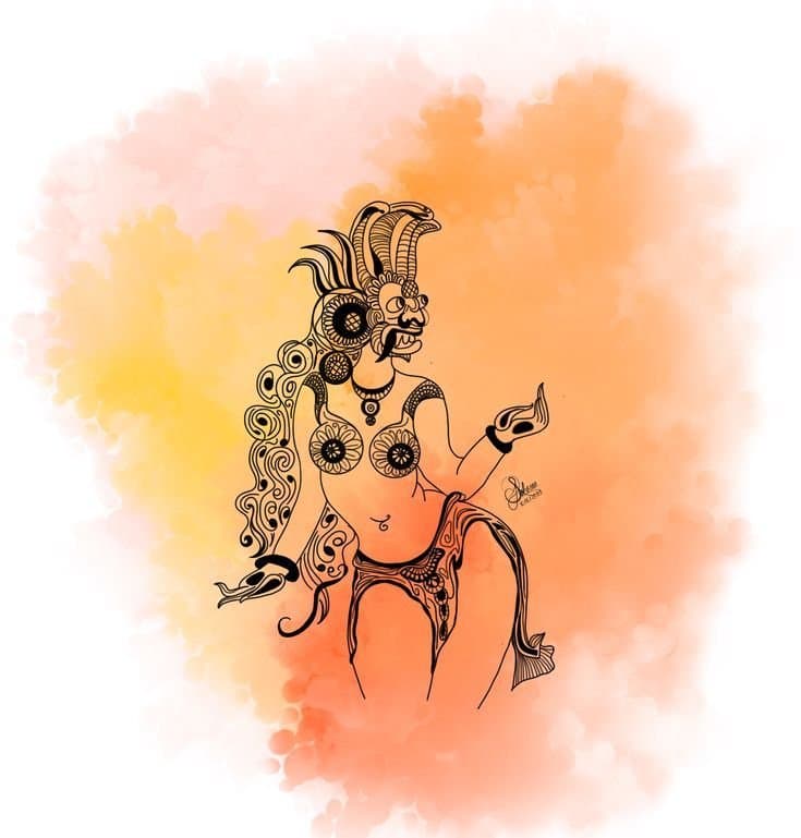 Mythical Dancer Ink Illustration Print (A4)