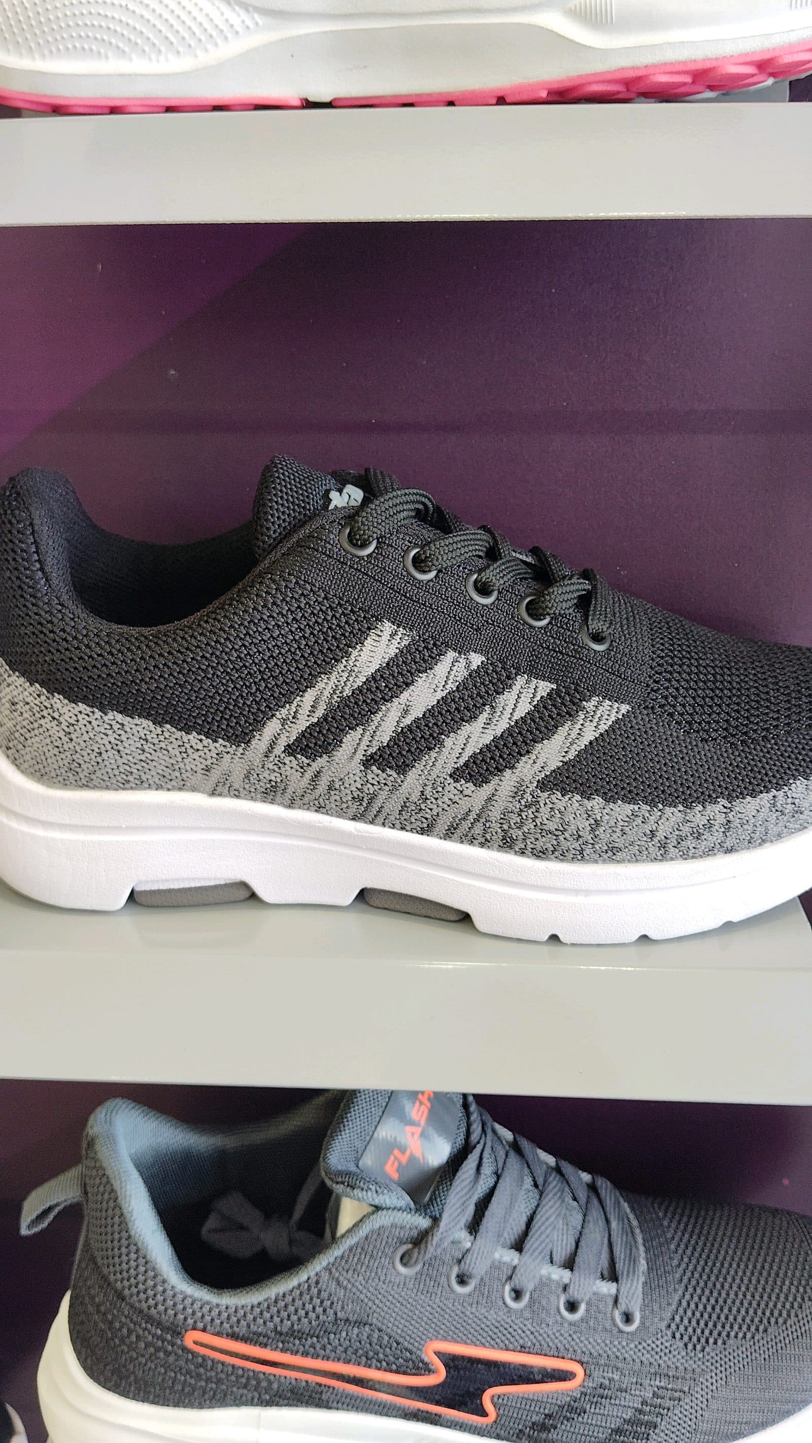 Grey Knit Casual Sneakers (Pair) - Lightweight Running/Everyday Shoes